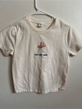 Vibe Cream Tee with Orange Surfboard & Blue Text